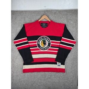 Reebok by Roger Edwards Chicago Blackhawks Hockey Jersey Sweater Men's Large Red